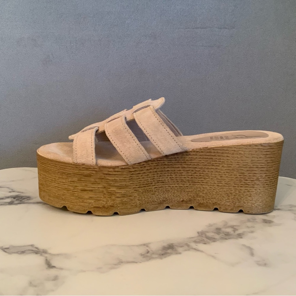 Athena Handmade Greek Summer Sandals Wedge Platform Creamy nude colour Size 9